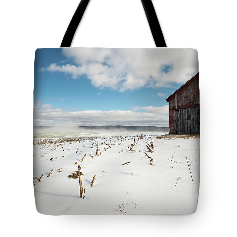 Deerfield Tote Bag featuring the photograph December Snow, Deerfield 2015 - Winter in New England by JG Coleman