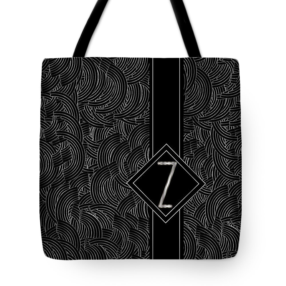 Monogram Tote Bag featuring the digital art Deco Jazz Swing Monogram ...letter z by Cecely Bloom