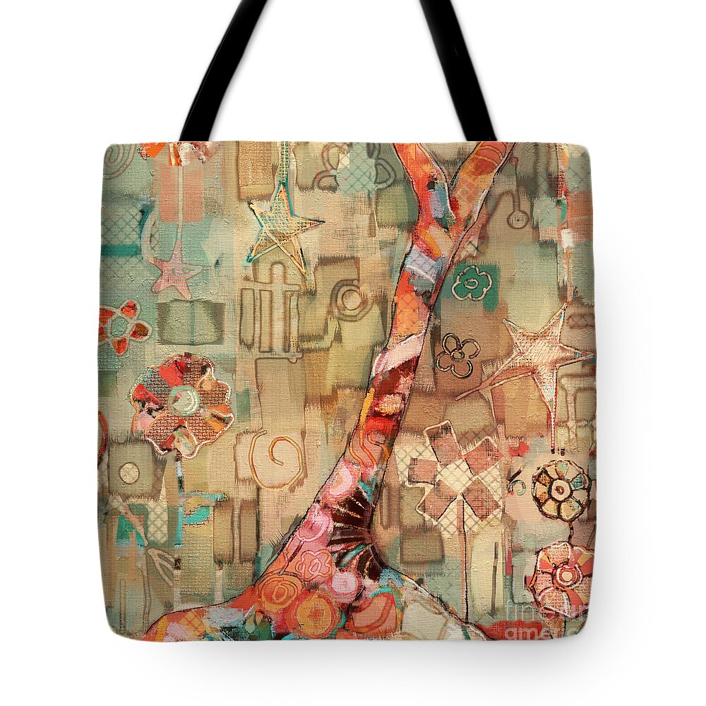 Tree Tote Bag featuring the painting Deco Tree by Carrie Joy Byrnes