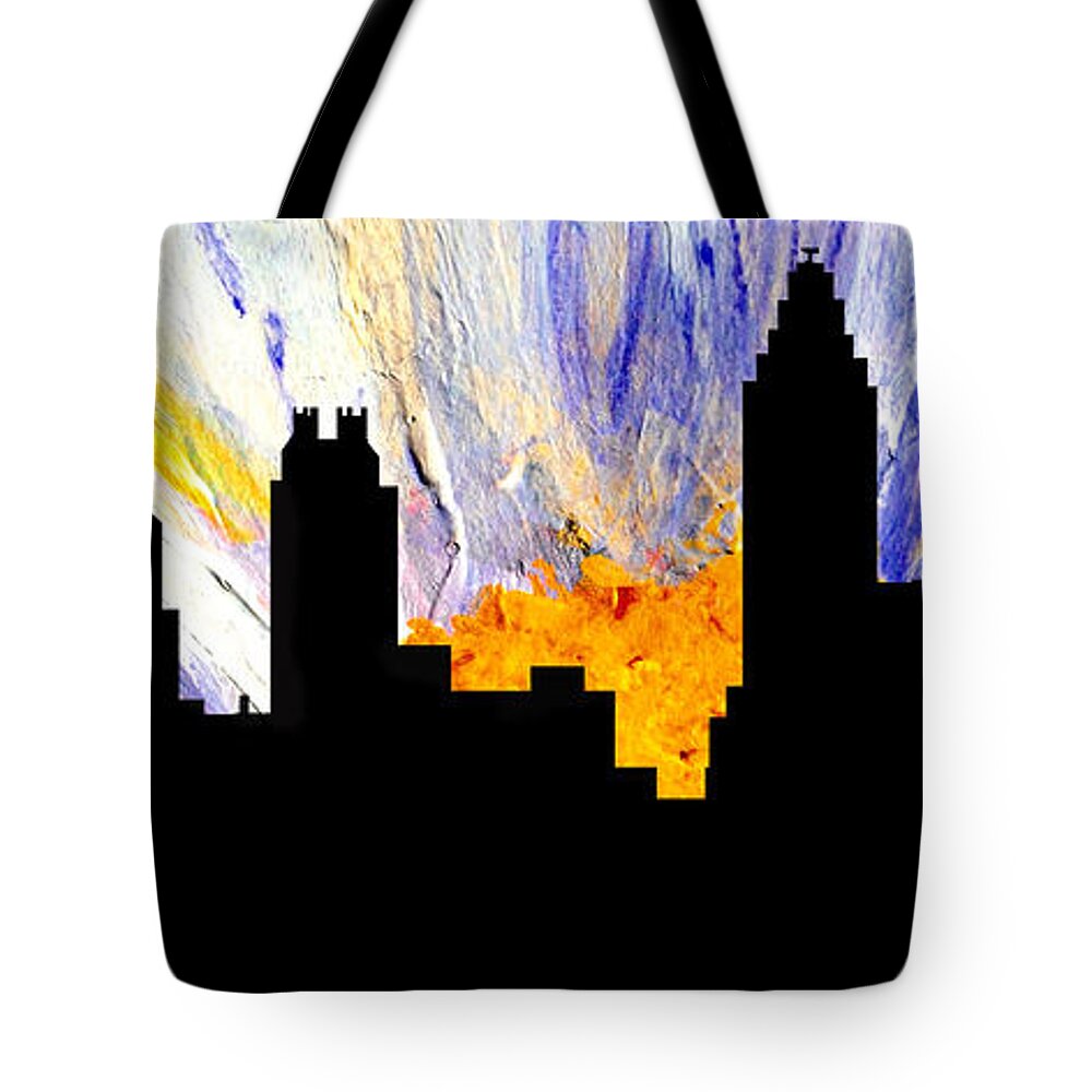 Abstract Tote Bag featuring the painting Decorative Abstract Skyline Atlanta T1115A1 by Mas Art Studio