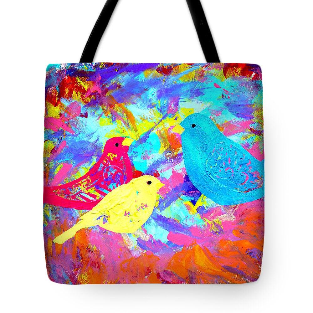 Martha Ann Tote Bag featuring the painting Decorative Birds D132016 by Mas Art Studio
