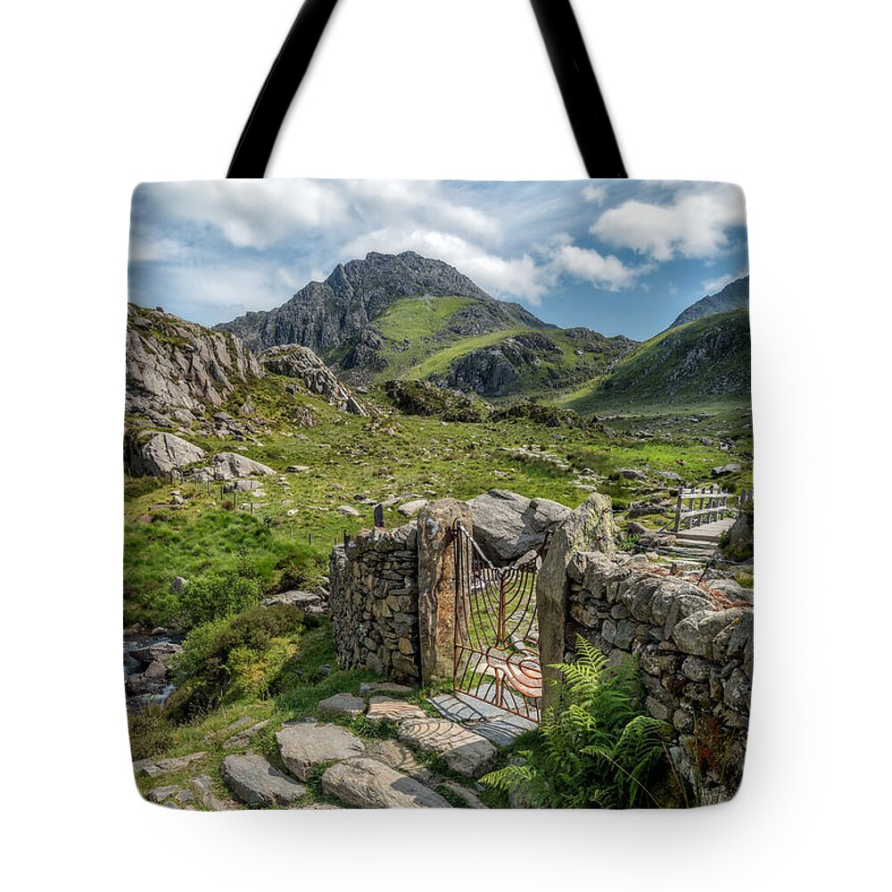 Tryfan Mountain Tote Bag featuring the photograph Decorative Iron Gate by Adrian Evans
