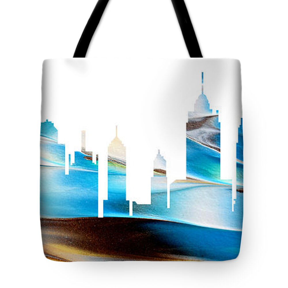 Martha Tote Bag featuring the painting Decorative Skyline Abstract New York P1015A by Mas Art Studio