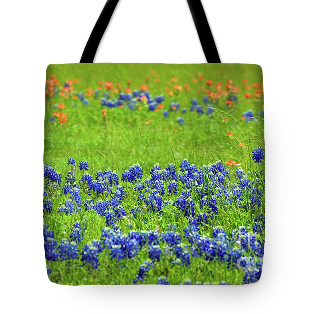 Photo Tote Bag featuring the photograph Decorative Texas Bluebonnet Meadow Photo A32517 by Mas Art Studio