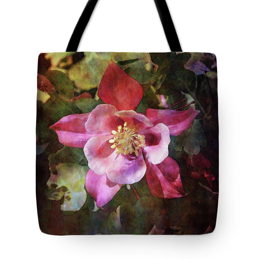 Impressionist Tote Bag featuring the photograph Deep Pink Columbine 1529 IDP_2 by Steven Ward