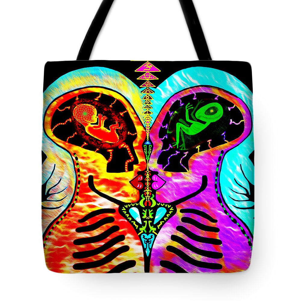 Shamanic Tote Bag featuring the digital art Deep Shadows by Myztico Campo
