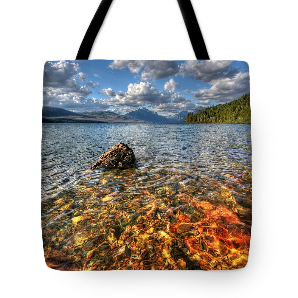 Colored Rocks Tote Bag featuring the photograph Deep Shallows by David Andersen