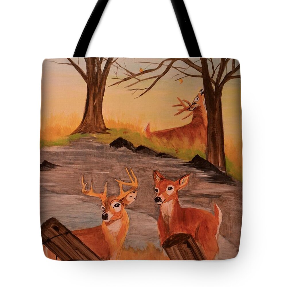 Deer Tote Bag featuring the painting Deer 4 Sean by Denise Tomasura