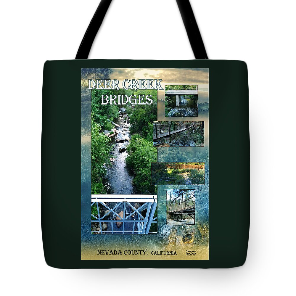 Deer Creek Bridges Tote Bag featuring the digital art Deer Creek Bridges by Lisa Redfern