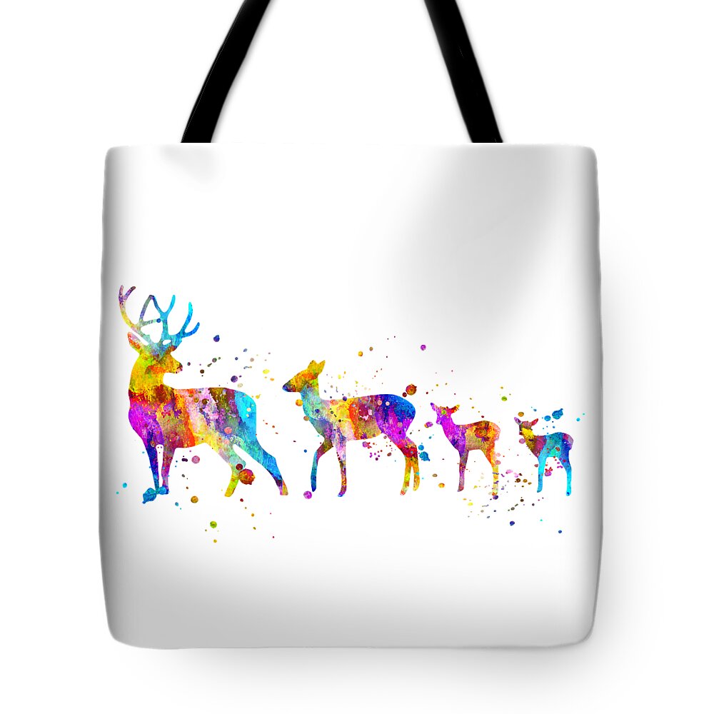 Deer Tote Bag featuring the painting Deer Family Art by Zuzi 's