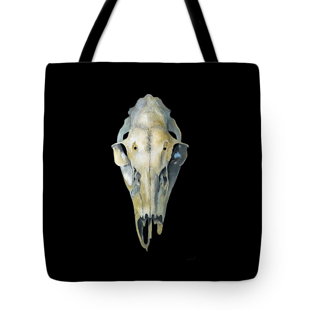 Deer Tote Bag featuring the painting Deer Skull Aura by Catherine Twomey
