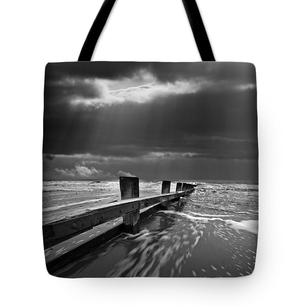 Groyne Tote Bag featuring the photograph Defensive by Meirion Matthias