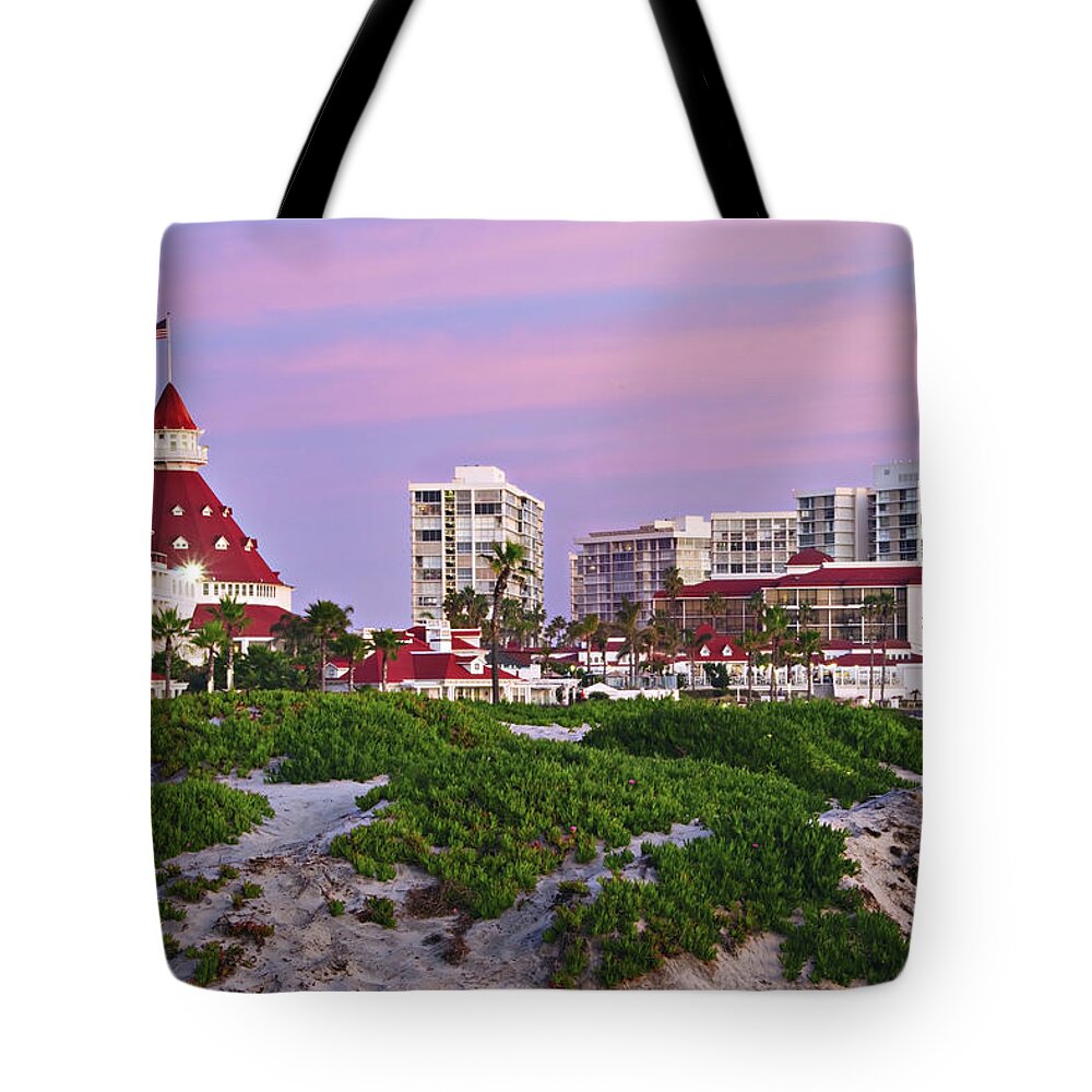Hotel Del Coronado Tote Bag featuring the photograph Del-icious Sky by Dan McGeorge