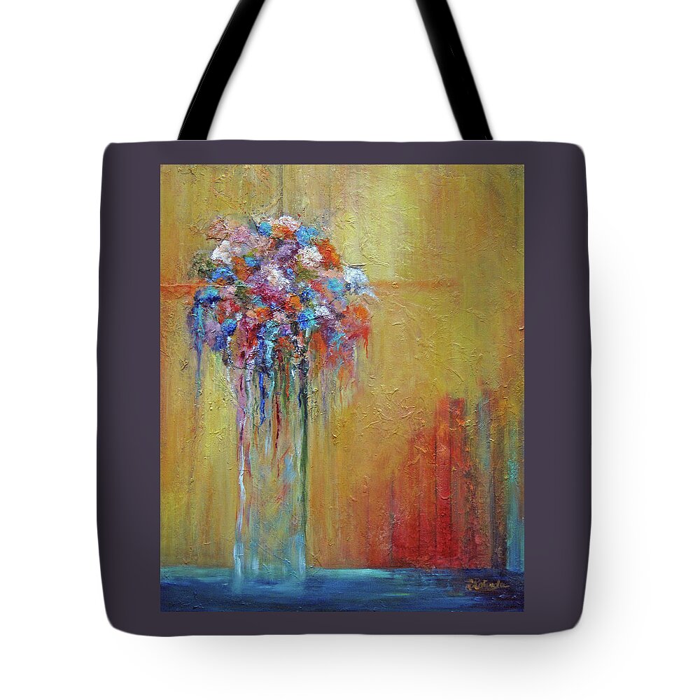 Abstract Tote Bag featuring the painting Delivered in Time by Roberta Rotunda