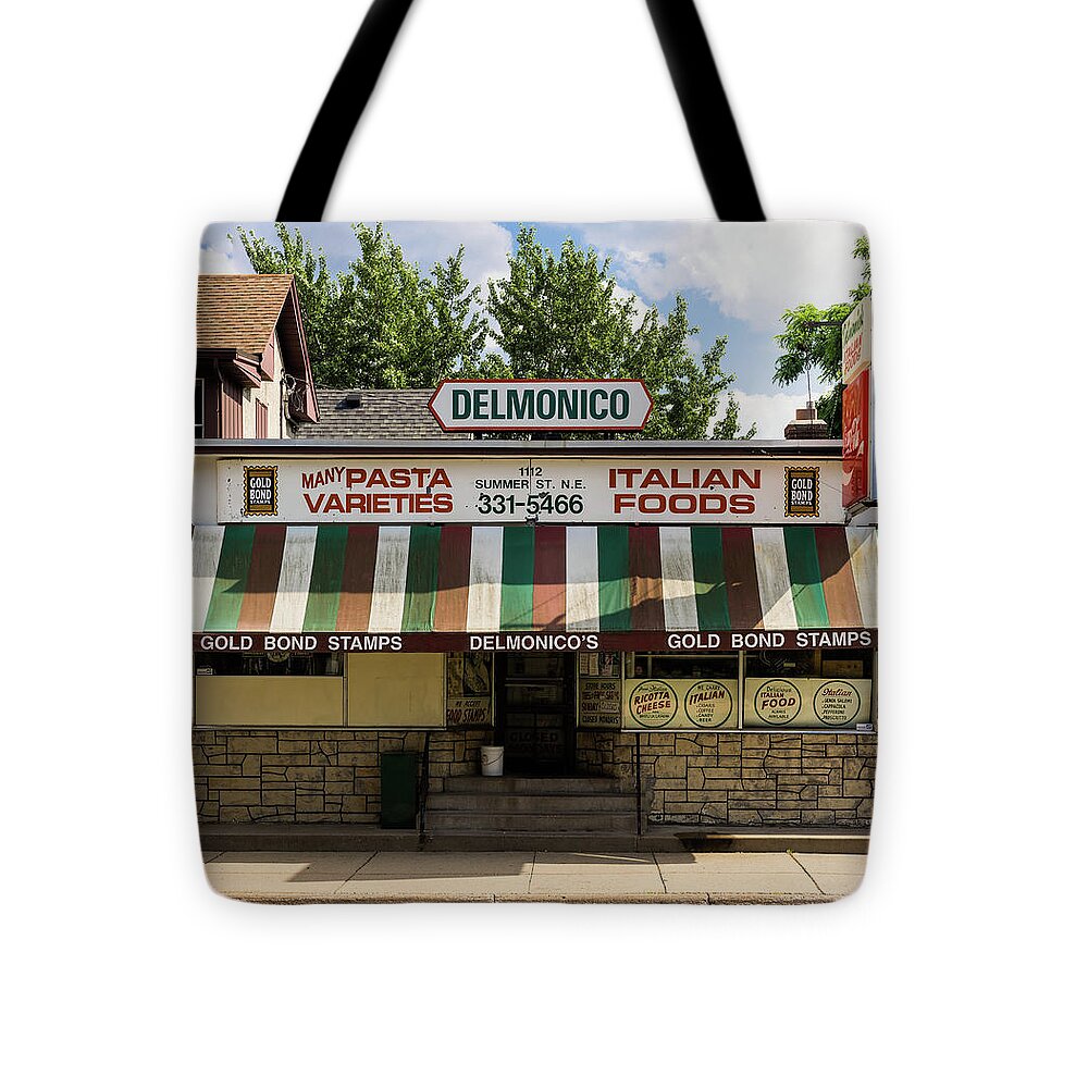Deli Tote Bag featuring the photograph Delmonico's Italian Market by Mike Evangelist