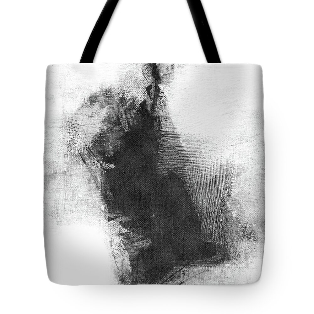 Abstract Tote Bag featuring the painting Delve 4 by Janine Aykens