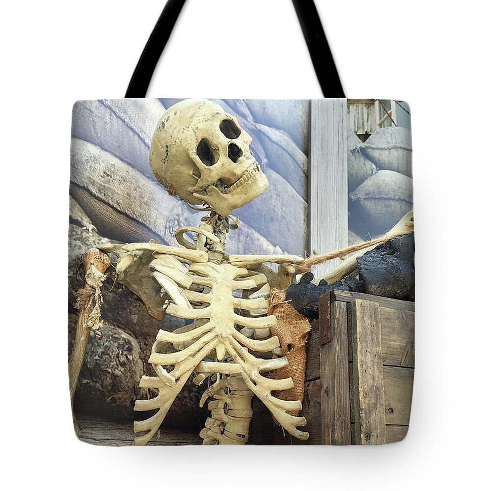 Skeleton Tote Bag featuring the photograph Dem Bones by Art Block Collections