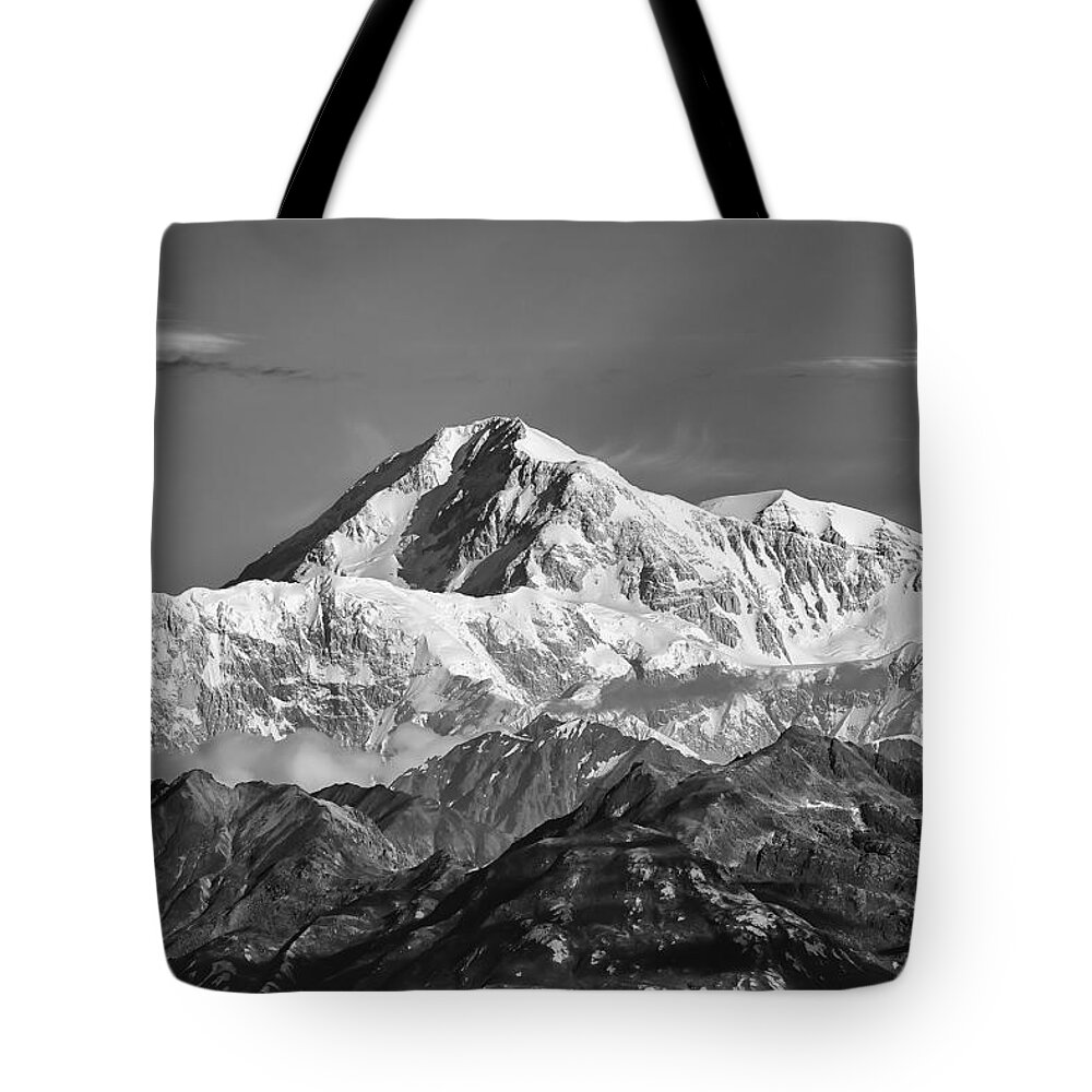 Alaska Tote Bag featuring the photograph Denali Grey by Ed Boudreau
