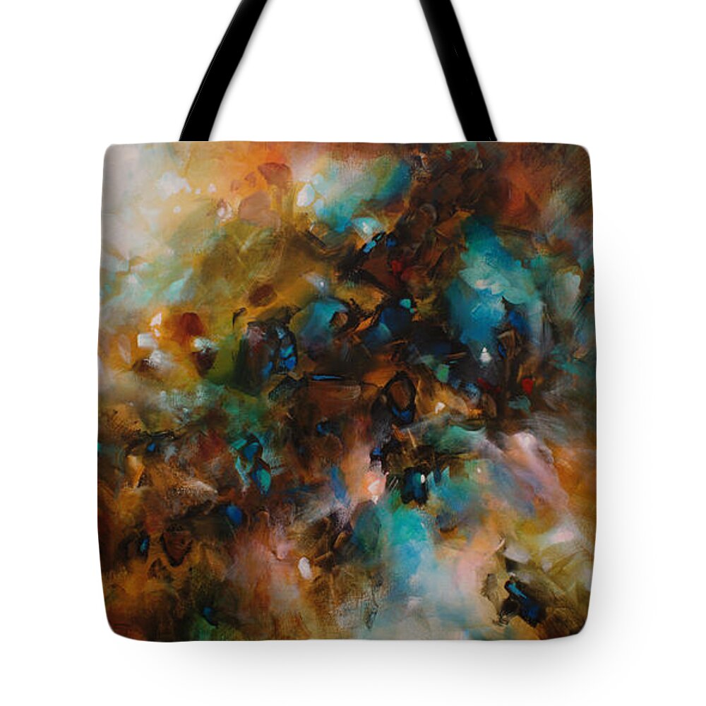 Abstract Tote Bag featuring the painting 'Deniable Space' by Michael Lang