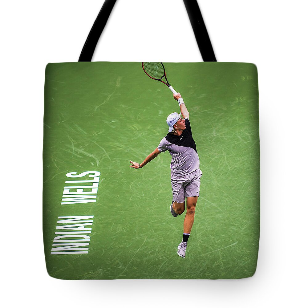 Tennis Tote Bag featuring the photograph Denis Shapovalov by Bill Cubitt