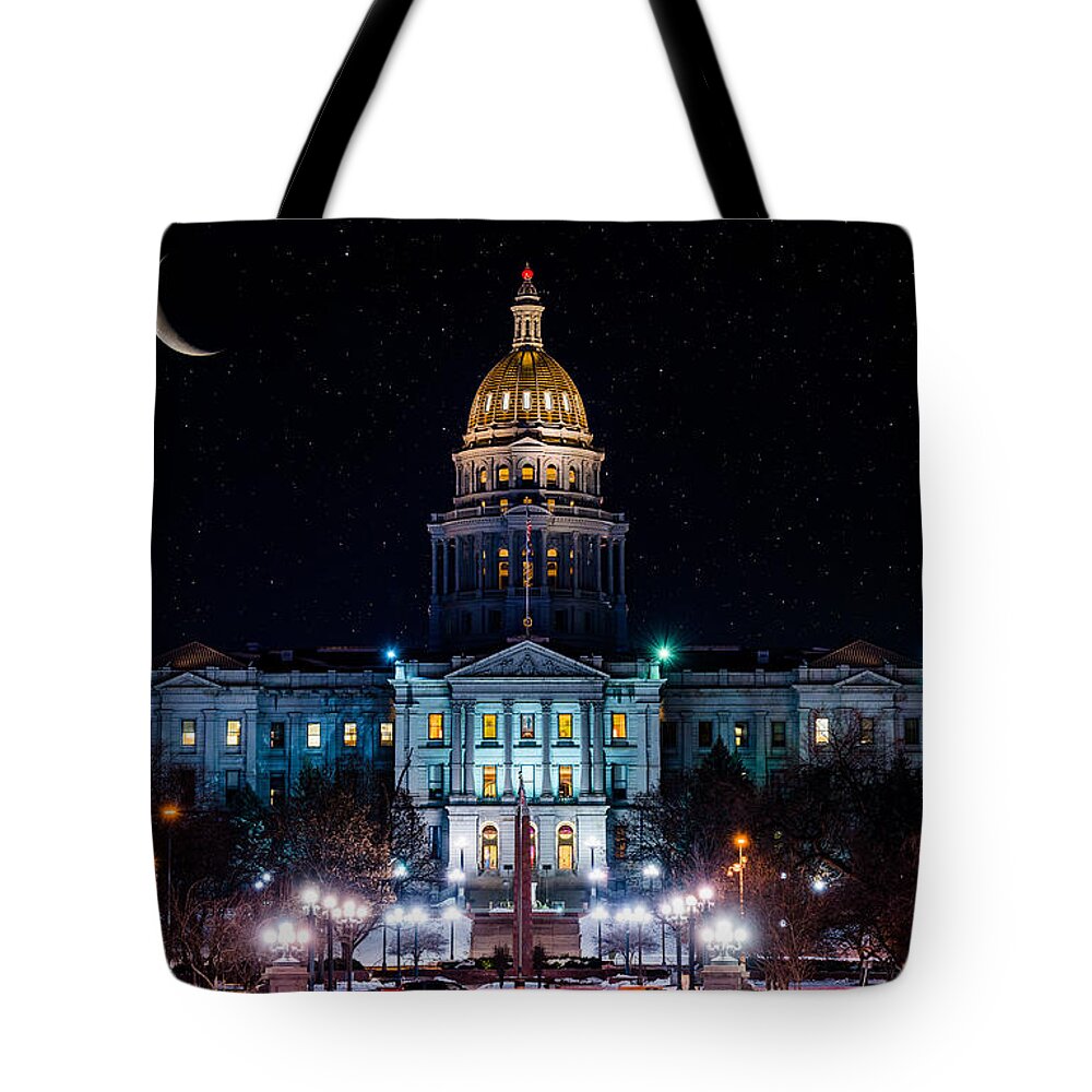 Denver Tote Bag featuring the photograph Denver Capital Nights by Darren White