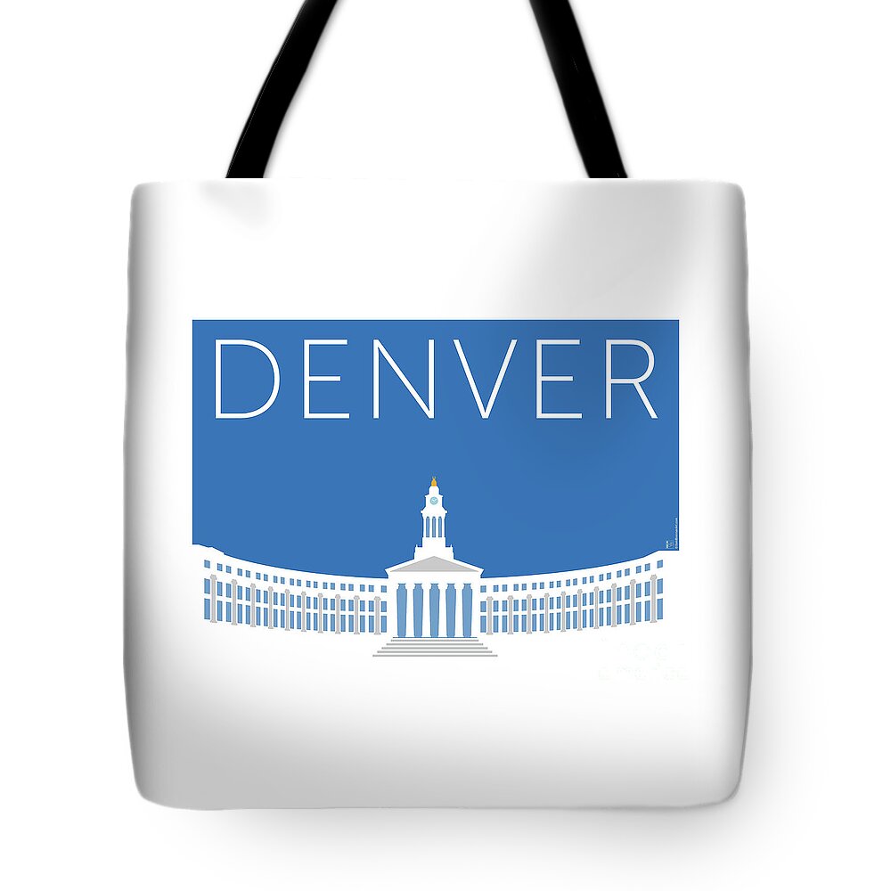 Denver Tote Bag featuring the digital art DENVER City and County Bldg/Blue by Sam Brennan