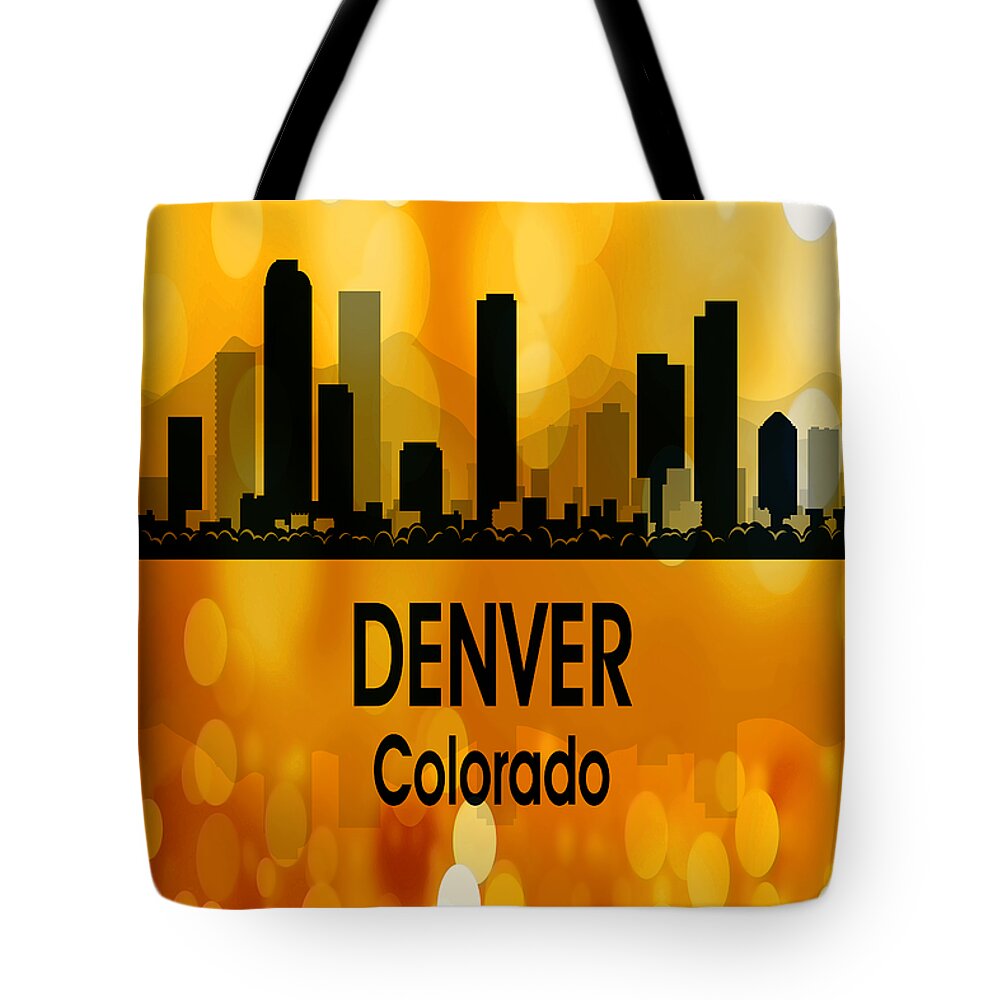 Denver Tote Bag featuring the digital art Denver CO 3 Vertical by Angelina Tamez