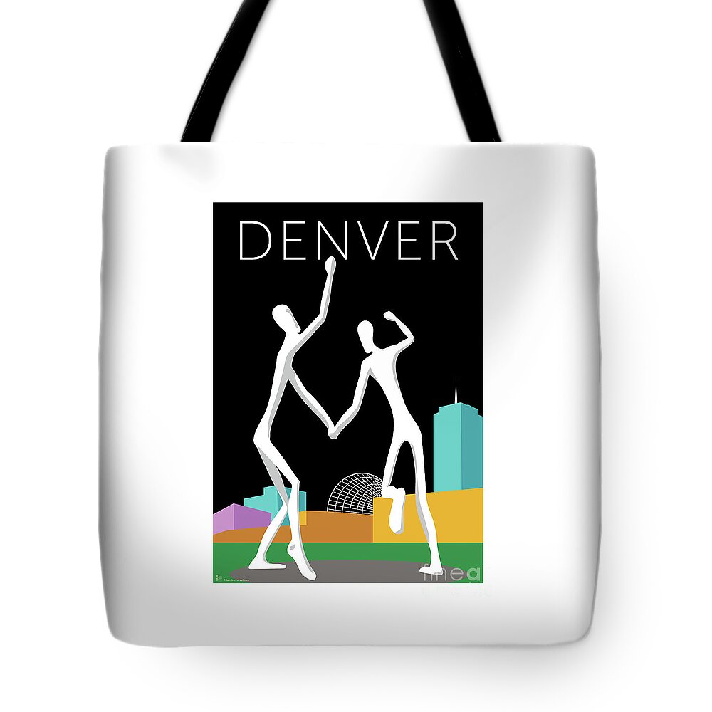 Denver Tote Bag featuring the digital art DENVER Dancers/Black by Sam Brennan