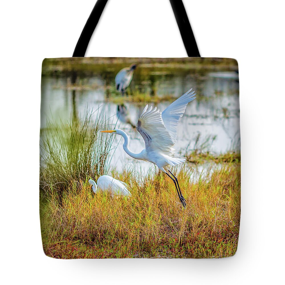 Birds Tote Bag featuring the photograph Departing by John M Bailey