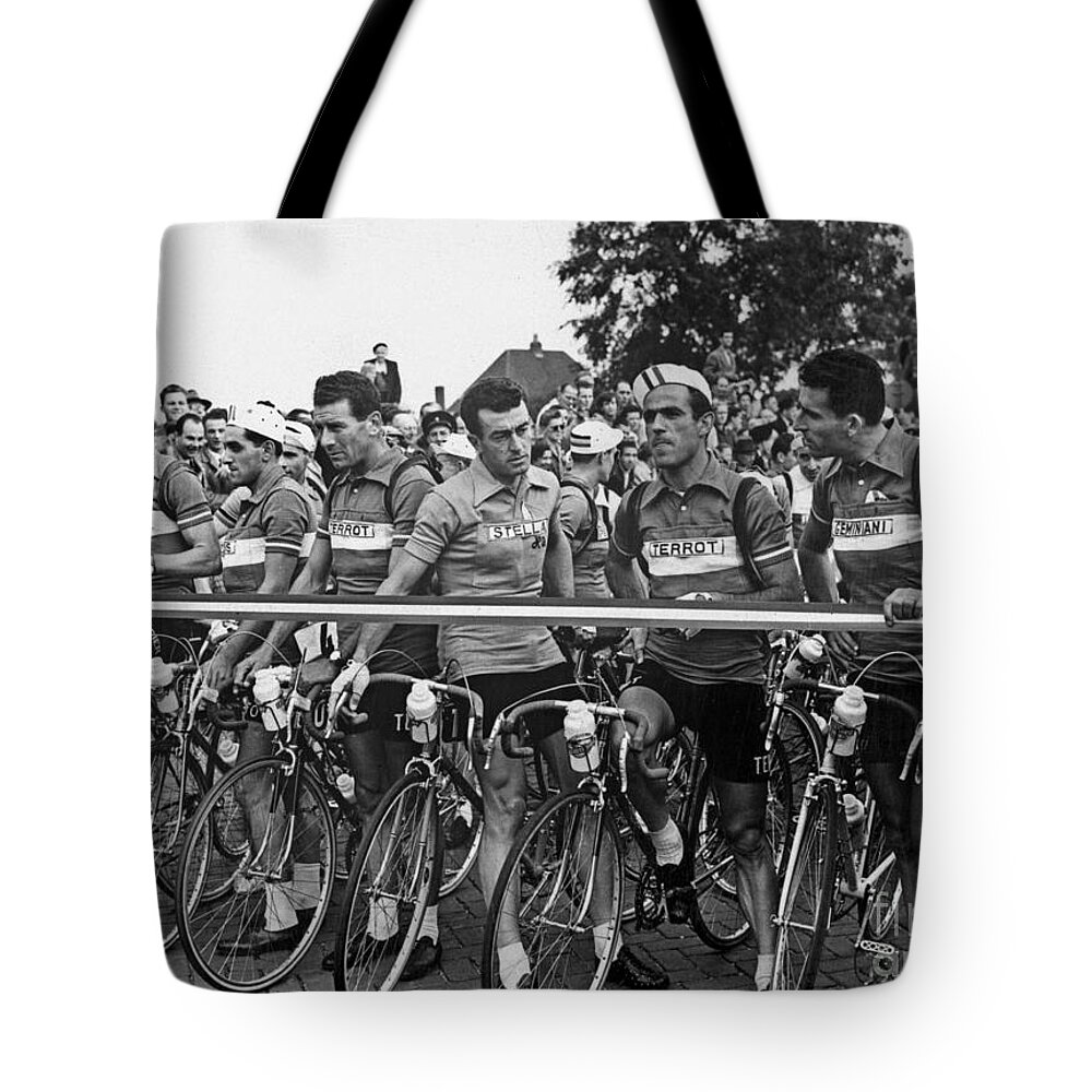Sport Tote Bag featuring the photograph Departure of Tour De France in Amsterdam July 8, 1954 by French School