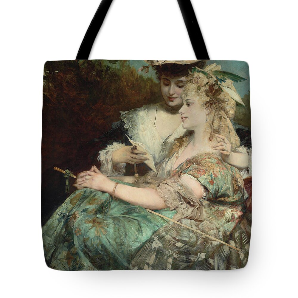 Liebesbrief Tote Bag featuring the painting Der Liebesbrief, 1875 by Hans Makart