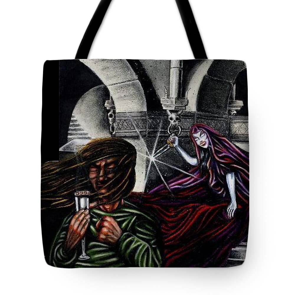Desecrator Tote Bag featuring the painting Desecrator album cover by Ryan Almighty
