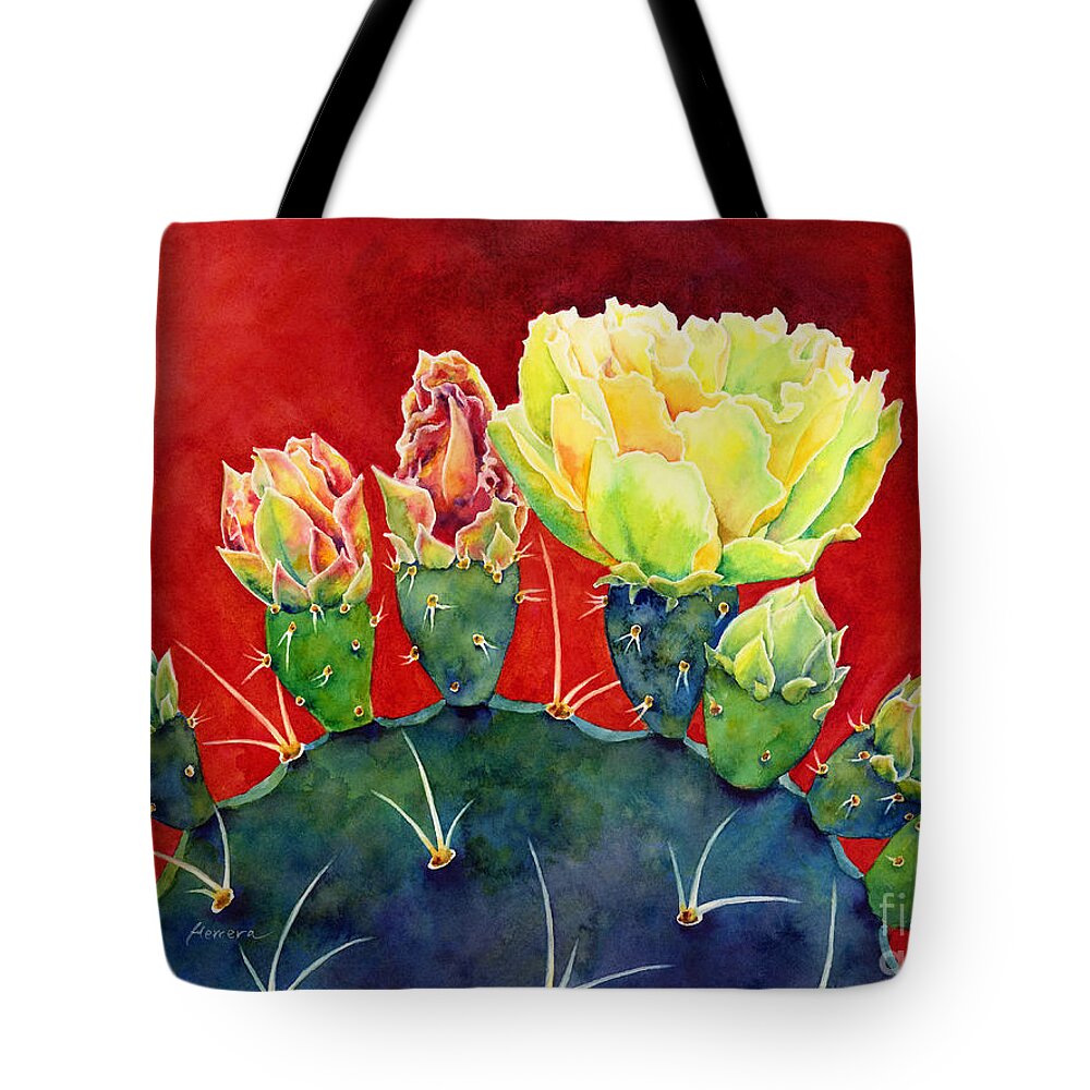 Cactus Tote Bag featuring the painting Desert Bloom 3 by Hailey E Herrera