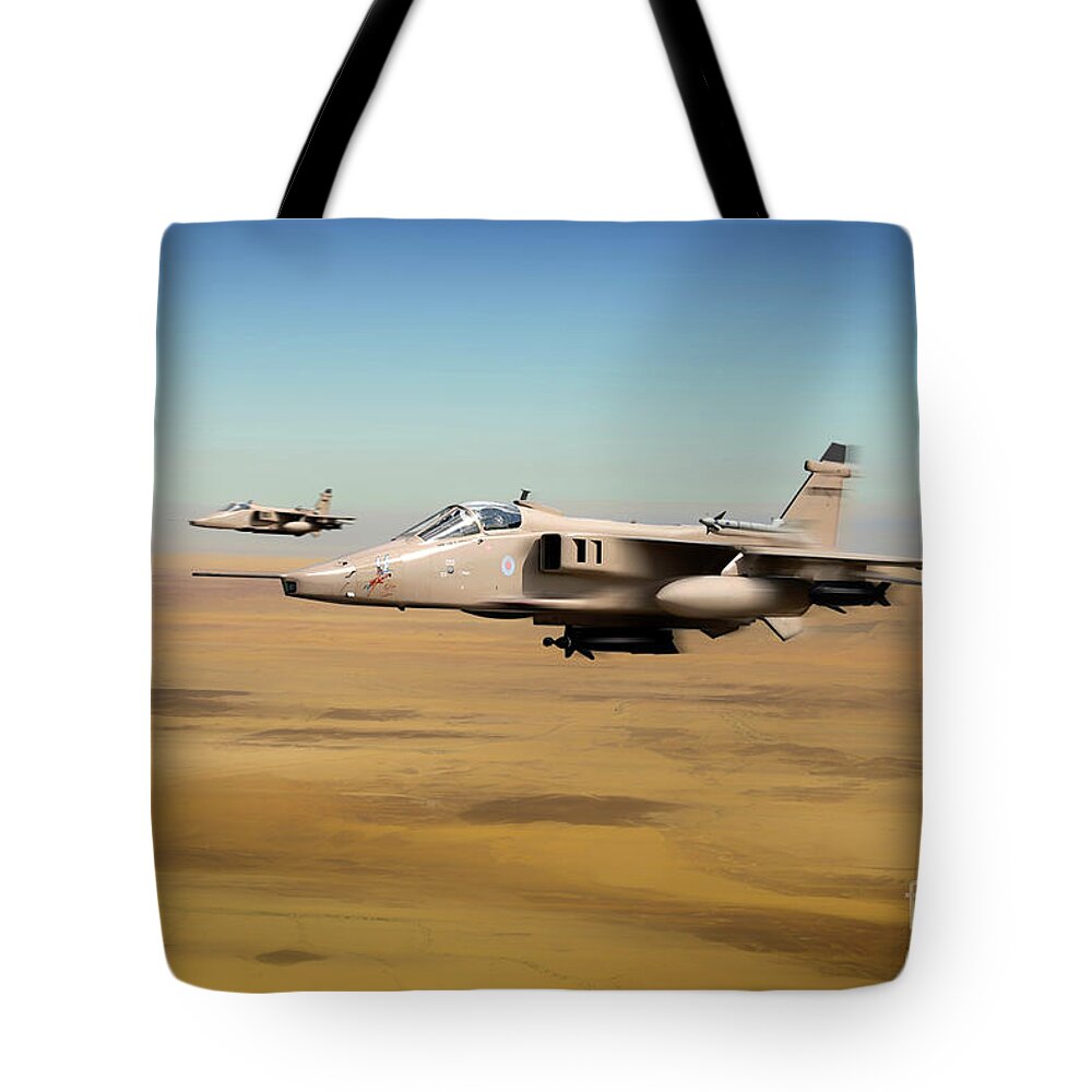 Jaguar Tote Bag featuring the digital art Desert Jags by Airpower Art