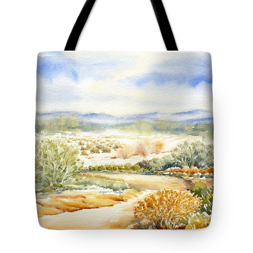 Landscape Tote Bag featuring the painting Desert Landscape Watercolor by Karla Beatty