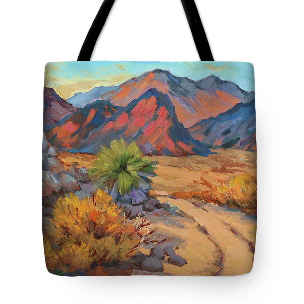 California Desert Tote Bag featuring the painting Desert Morning Light by Diane McClary