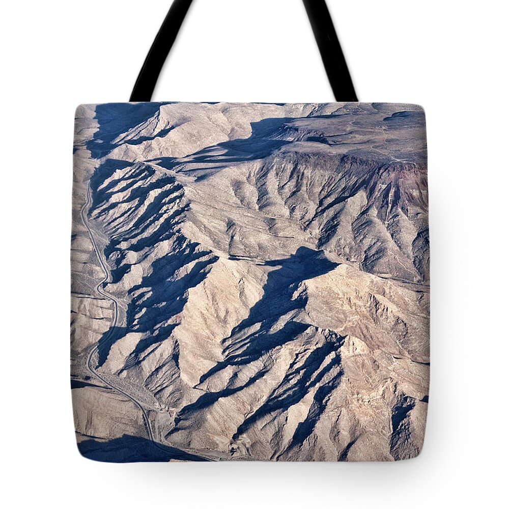 Desert Tote Bag featuring the photograph Desert Mountain Road by Linda Phelps