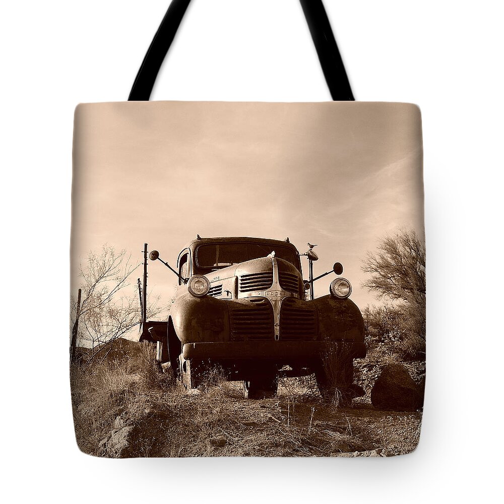 Rust Art Tote Bag featuring the photograph Desert Rat Flatbed by Bill Tomsa