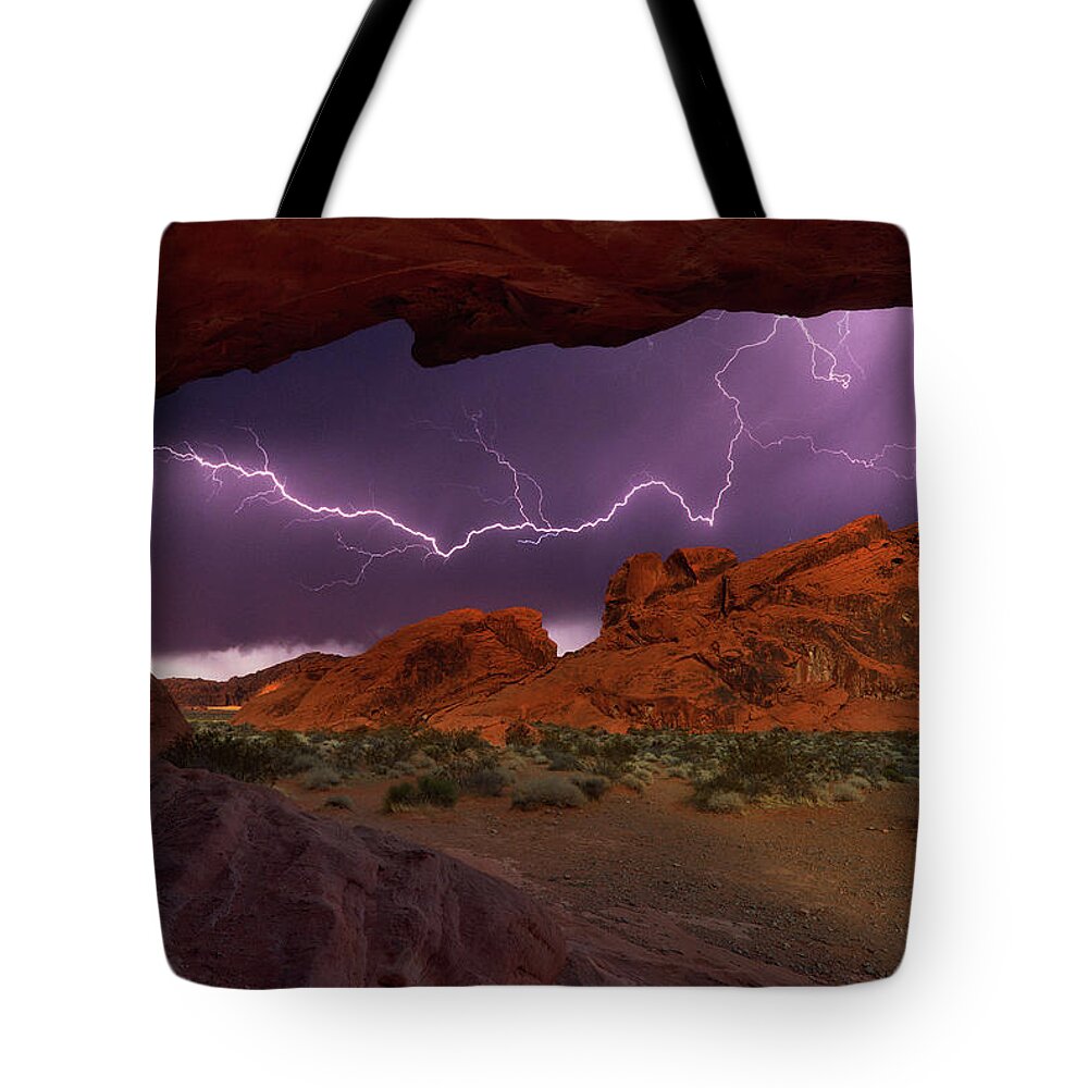 Red Rocks Tote Bag featuring the photograph Desert Storm by Darren White