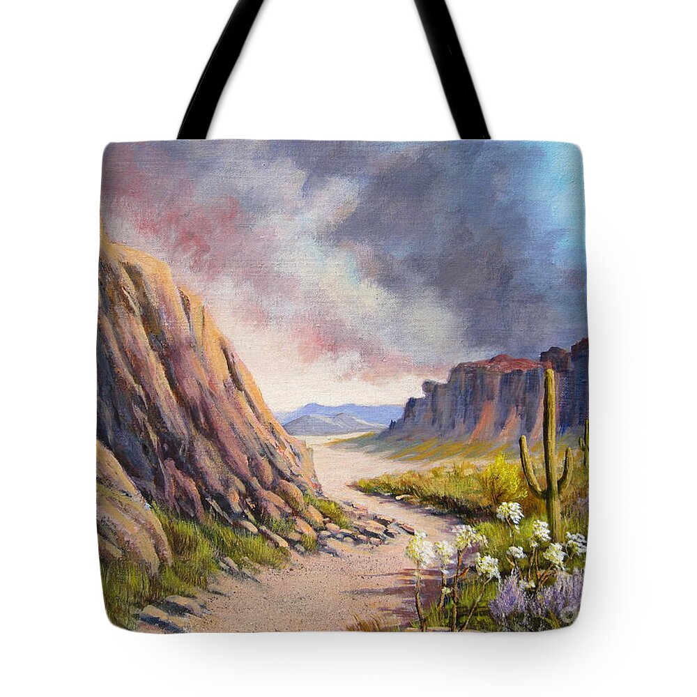 Arizona Tote Bag featuring the painting Desert Storm by Shirley Braithwaite Hunt