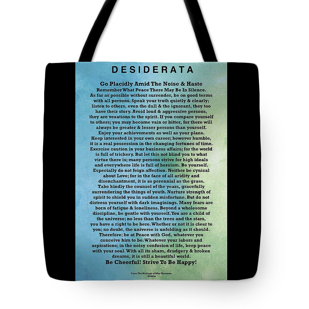 Desiderata Tote Bag featuring the painting Desiderata Abstract Aqua Mint Watercolor by Desiderata Gallery