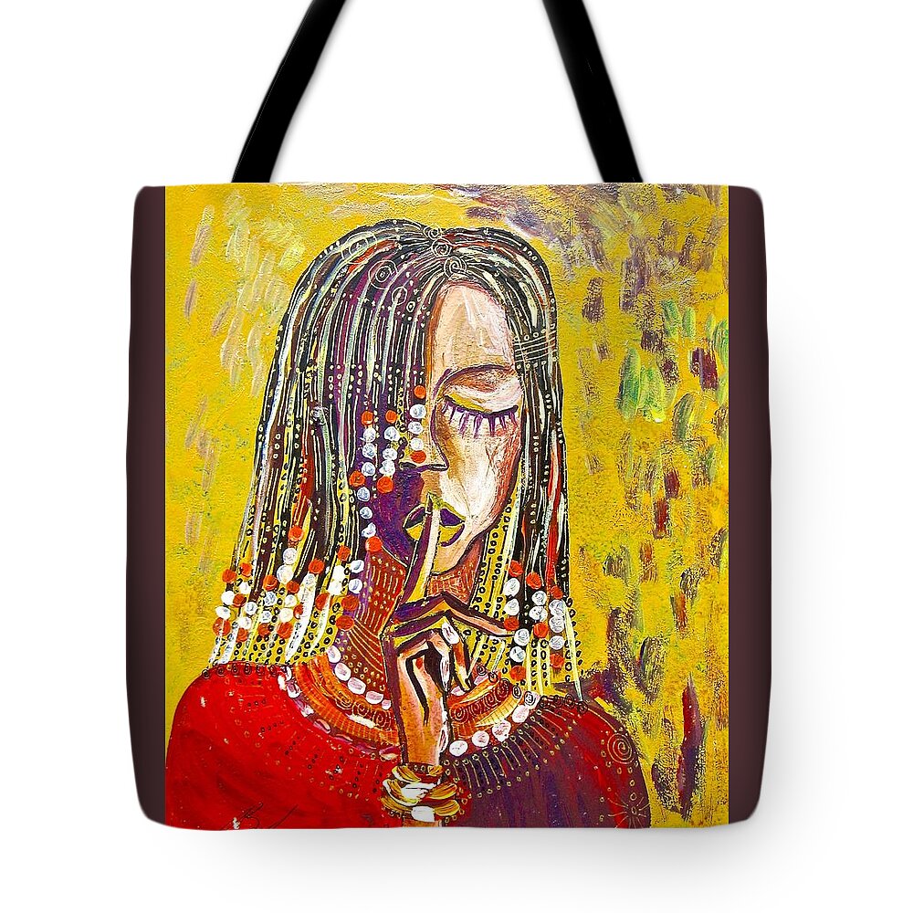 True African Art Tote Bag featuring the painting B-56 by Martin Bulinya
