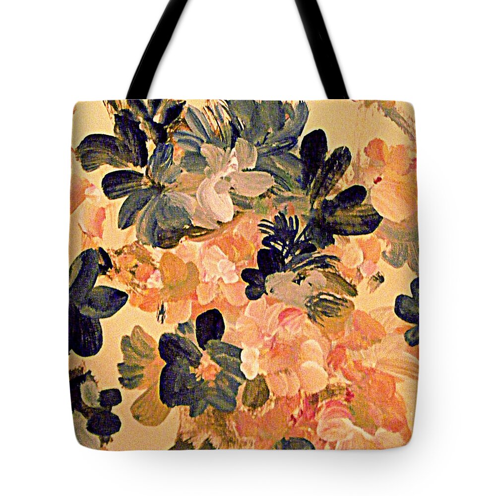 Gouache Abstract Flower Painting Tote Bag featuring the painting Designing Flowers by Nancy Kane Chapman