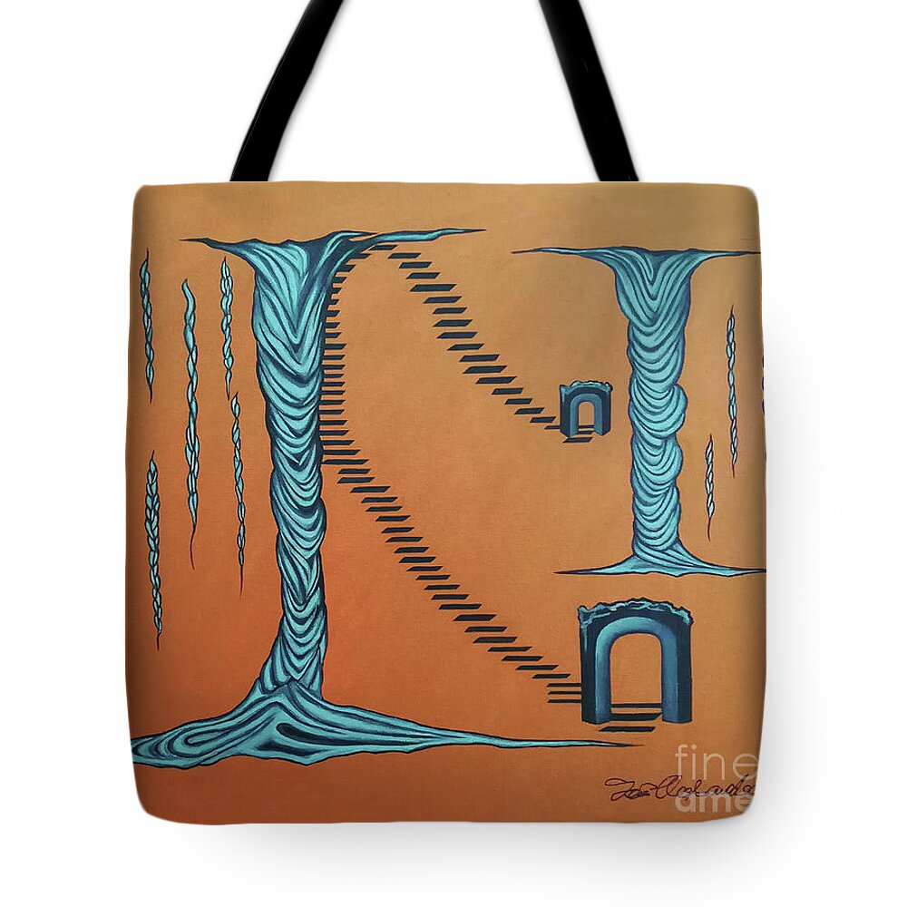 Goolge Images Tote Bag featuring the painting Destined Flow by Fei A