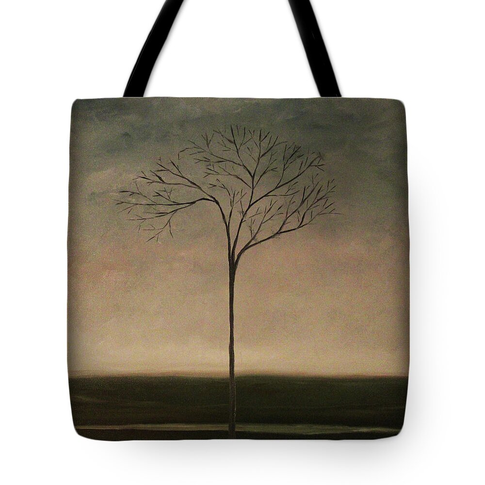 Tree Tote Bag featuring the painting Det lille treet - The Little Tree by Tone Aanderaa