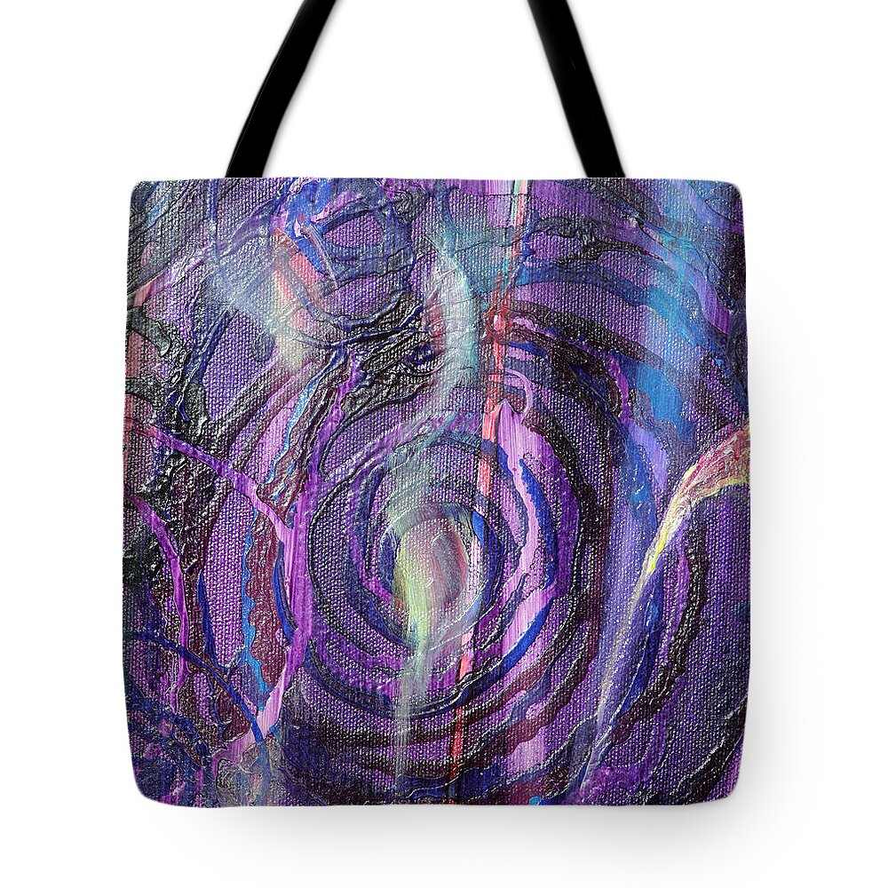 Psychedelic Tote Bag featuring the painting Detail from Annuciation by Anne Cameron Cutri
