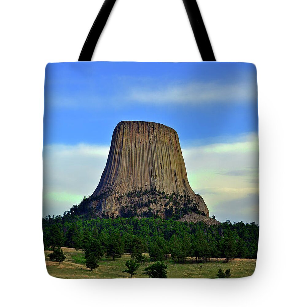 Rock Tower Tote Bag featuring the photograph Devils Tower 002 by George Bostian