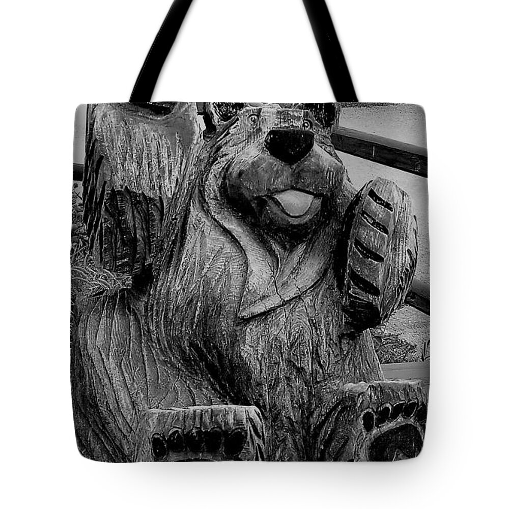 Beautiful Tote Bag featuring the photograph Devil's Tower Bear1 B W by Rob Hans