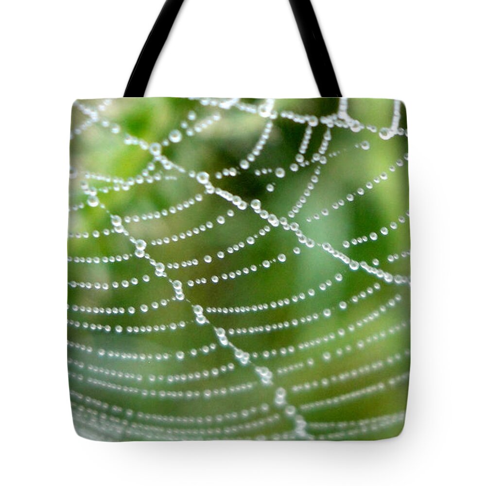 Web Tote Bag featuring the photograph Dewdrops by Susan Baker