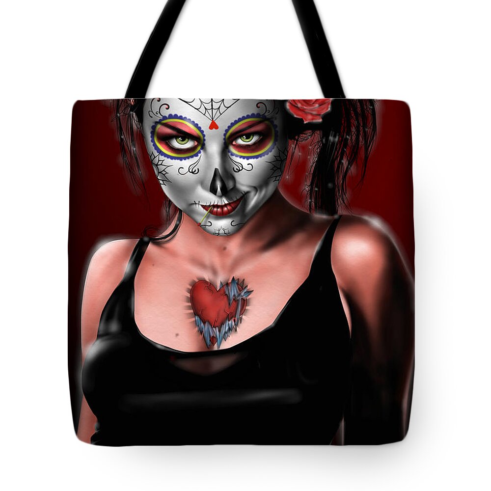 Pete Tote Bag featuring the painting Dia de los muertos The Vapors by Pete Tapang